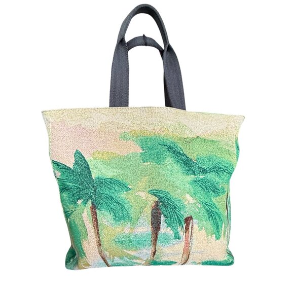 EMPORIO ARMANI Riviera Reversible Nylon Palm Print Shopping Bag - Picture 9 of 16